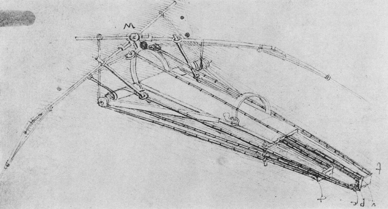 Leonardo da Vinci drawing of a flying machine